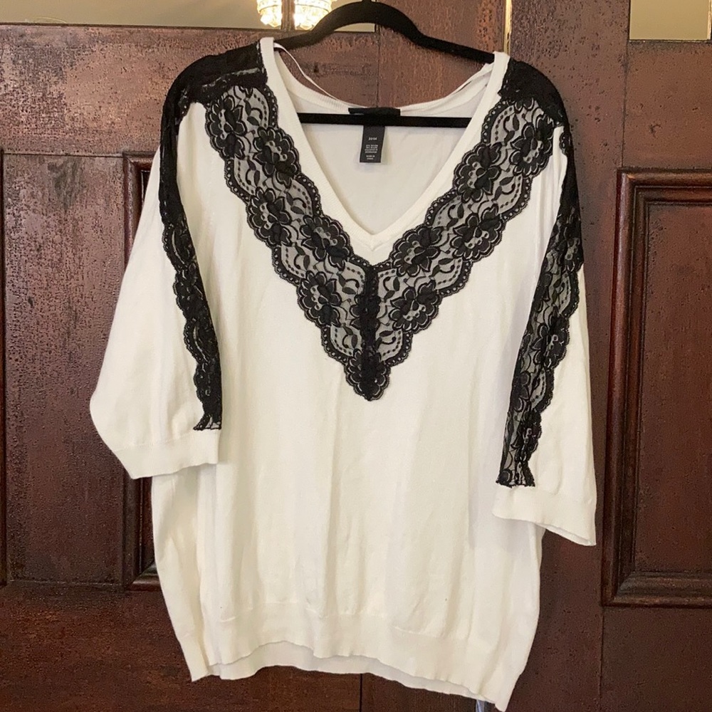 Lane Bryant sweater with lace detail 3/4 sleeve